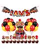 Zyozi Fireman 5th Birthday Combo Firefighter Theme Selfie Props Red - Pack of 37