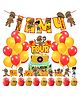 Zyozi Little Singham Theme 4th Birthday for Boys Birthday Decoration Kit, Yellow And Red - Pack of 37