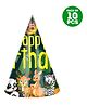 Zyozi Animals Cone Hats Birthday Party Hats for Kids Jungle Safari Zoo Birthday Party Decorations Green and Yellow - Pack of 10