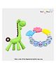 NeonateCare Giraffe Teether and Ring Teether Baby Teether Set of 2 Soft Silicone Teether (Green Giraffe, Blue Ring)- Multicolor