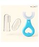 Neonate Care Soft Silicone Finger Toothbrush with U Shape Soft Bristles Brush for Kids Pack Of 2 - Blue