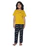 Funkrafts Half Sleeves Bicycle Print Night Suit -Mustard Yellow & Navy Blue