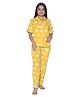 Funkrafts Half Sleeves Floral Print Night Suit - Mustard Yellow Blue