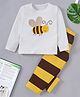 Funkrafts Full Sleeves Honey Bee Print Night Suit - Off White & Brown