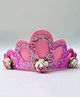 FOLLOW THE NEEDLE Faux Leather Glitter Floral Crown Hair Band - Pink