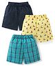Babyhug Cotton Woven Elasticated Boxers with Checks & Boats Print Pack of 3 - Navy Blue & Yellow