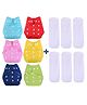 Fantasy India Reusable Washable 6 Cloth Diaper Nappies With 6 Wet-Free 5 Layer Insert Pads (Color May Vary)