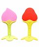 FANTASY INDIA Baby Silicone Teether Peach & Strawberry Pack of 2 - Multicolour