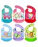 FANTASY INDIA Bib Apron for Feeding with Detachable Food Catcher Waterproof Pack of 6 (Assorted Colors & Prints)