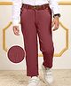 Mark & Mia Cotton Lycra Party Wear Trouser With Belt - Maroon