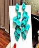Yellow Chimes Elegant Latest Fashion Gold Plated Teal Blue Colour Flower Petals Design Dangler Earrings for Women and Girls, Medium (YCFJER-PETLDNG-TBL)