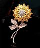 Yellow Chimes Floral Elegant Gold Plated Beautiful Flower Crystal Studded Brooch for Women and Girls - Golden