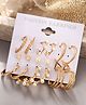 Yellow Chimes Gold Plated Combo Hoop Stud Earrings Set For Women and Girls - Pack Of 9 Pairs