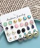 Yellow Chimes Stud Earrings for Women Set of 12 Pairs Multicolor Stones Colourful Combo Stud Earrings For Women and Girls