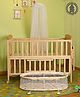 Babyhug Kelly Wooden Cot with Detachable Bassinet & Mosquito Net  Natural| Adjustable Height| Wheels for Easy Movement| Easy to Assemble| Foldable Side Rail| Foldable Table|  Storage Space