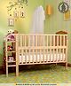 Babyhug Lily Wooden Cot with Detachable Bassinet & Side Shelf Light Brown/ Natural | Adjustable Height| Wheels for Easy Movement|Easy to Assemble| Mosquito Net|Foldable Side Rail|Extendable Head Board