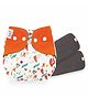 BeeBaby Bumtelligent Free Size Pocket Style Cotton Cloth Baby Diaper & 2 Grey RapiDry Pad Inserts  - Orange