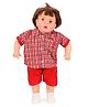 Speedage Ayush Standing Doll Checks Shirt Red - Height 56 cm