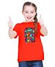 BRATMA Half Sleeves Cartoon Style Monsters Printed Tee - Red