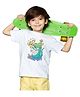 BRATMA Half Sleeves Dinosaur Printed Tee - White