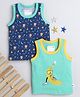 BUMZEE Pack Of 2 Sleeveless Animal Theme Printed Tees - Navy Blue & Green