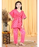 Piccolo Bat Wing Half Sleeves Leheriya Lace Embellished Kaftan Kurta With Pant - Pink