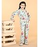 Piccolo Full Sleeves Seamless Vintage Wallpaper Style Floral Printed Coordinating Night Suit - Green