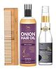 TNW The Natural Wash Combo of 3  Blackseed Hair Serum 100ml  Neem Wood Comb Dual Teeth and Onion Hair Oil 100ml