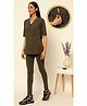Zelena Half Sleeves Solid Top & pant Maternity Wear - Brown