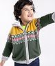 Babyhug Knit Full Sleeves Hooded Sweater Argyle Design - Yellow & Olive Green