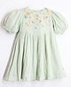 Cherry Crumble By Nitt Hyman Puffed Sleeves Floral Embroidered Dress - Green