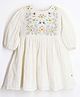 Cherry Crumble By Nitt Hyman Puffed Sleeves Floral Embroidered Dress - Cream