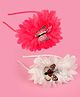 Tia Hair Accessories Pack Of 2 Big Flower Butterfly Applique Hair Band - Red White
