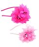 Tia Hair Accessories Set Of 2 Crepe Frill Foam Flower Hair Bands - Baby Pink & Dark Pink