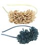 Tia Hair Accessories Set Of 2 Glittered Double Frill Flower Hair Bands  - Dark Blue And Cream
