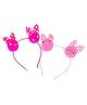 Tia Hair Accessories Set Of 2 Bunny Fur Ball Embellished Hair Bands - Pink