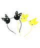Tia Hair Accessories Set Of 2 Bunny Fur Ball Embellished Hair Bands - Black & Yellow