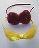 Tia Hair Accessories Set Of 2 Fur Bow With Pearls Embellished Hair Bands - Maroon & Yellow