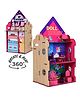FunBrigade Wooden 2 in 1 Doll House and Kitchen Set with 10 Pieces Furniture and Appliances - Multicolor