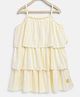 Tales & Stories Sleeveless Double Striped Layered Dress - Cream