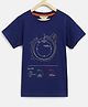Tales & Stories 100% Cotton Half Sleeves Graph Abstract Embroidered & Printed Tee - Navy Blue
