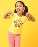 Tales & Stories Cap Sleeves Butterfly With Rainbow Embroidered & Sequins Embellished Tee - Yellow