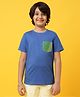 Tales & Stories Half Sleeves Pocket Detail & Smiley Back Printed Tee - Blue