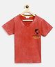 Tales & Stories 100% Cotton Half Sleeves Globe & Continents Printed Tee - Rust Red