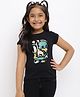 Tales & Stories Short Sleeves Wild Animals Placement Printed Tee - Black