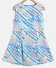 Tales & Stories Sleeveless All Over Paint Strokes Printed Box Pleated Dress - Blue