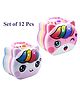 Asera Unicorn Theme Piggy Bank with Lock & Key Pack Of 12 - Multicolor
