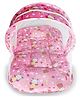 BeyBee Superminis Multicolor Cartoon Prints Pink Base Design Bedding Set Thick Base Foldable Mattress Rectangular Shape Pillow and Zip Closure Mosquito Net - Pink