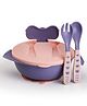 LuvLap Baby Feeding Bowl with Lid, Spoon & Fork Set, Soft First Stage Feeding Baby Bowl with Divider Plate & Spoon Set, Pink, for Baby & Kids
