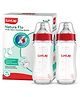 LuvLap Natura Flo Glass Feeding Bottle, 250ml, BPA Free, Anti-Colic Nipple, Pack of 2, Transparent